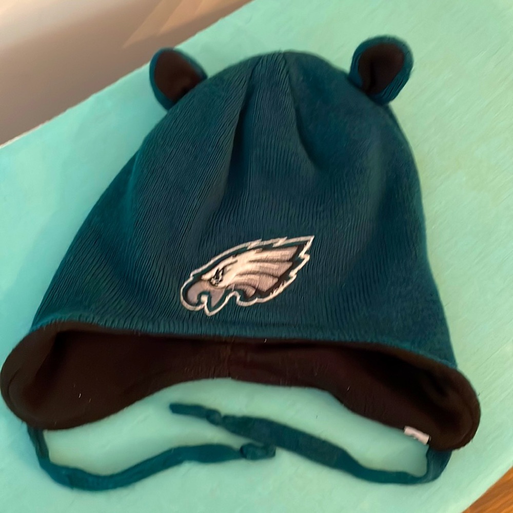 Philadelphia Eagles Logo Toddler Beanie with Ears & Ties Under Chin